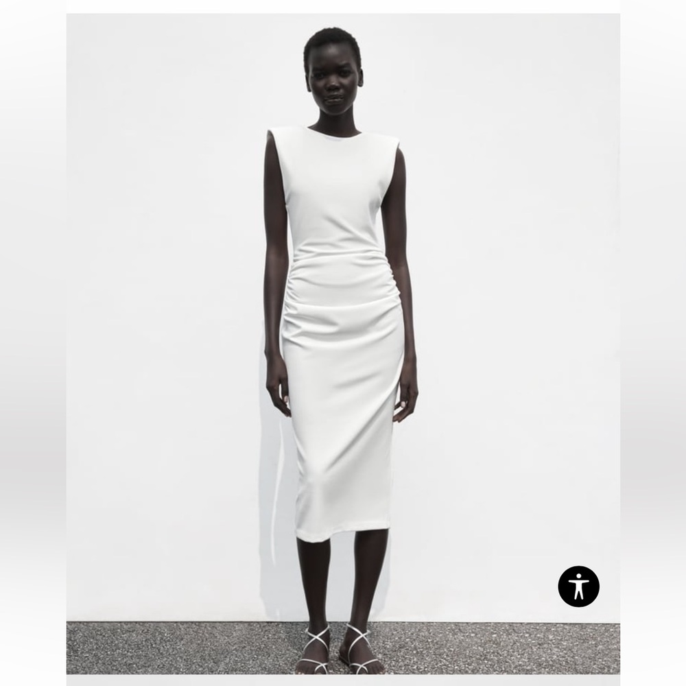 ZARA SHOULDER PAD MIDI DRESS
WHITE 0/7901/455/250/02